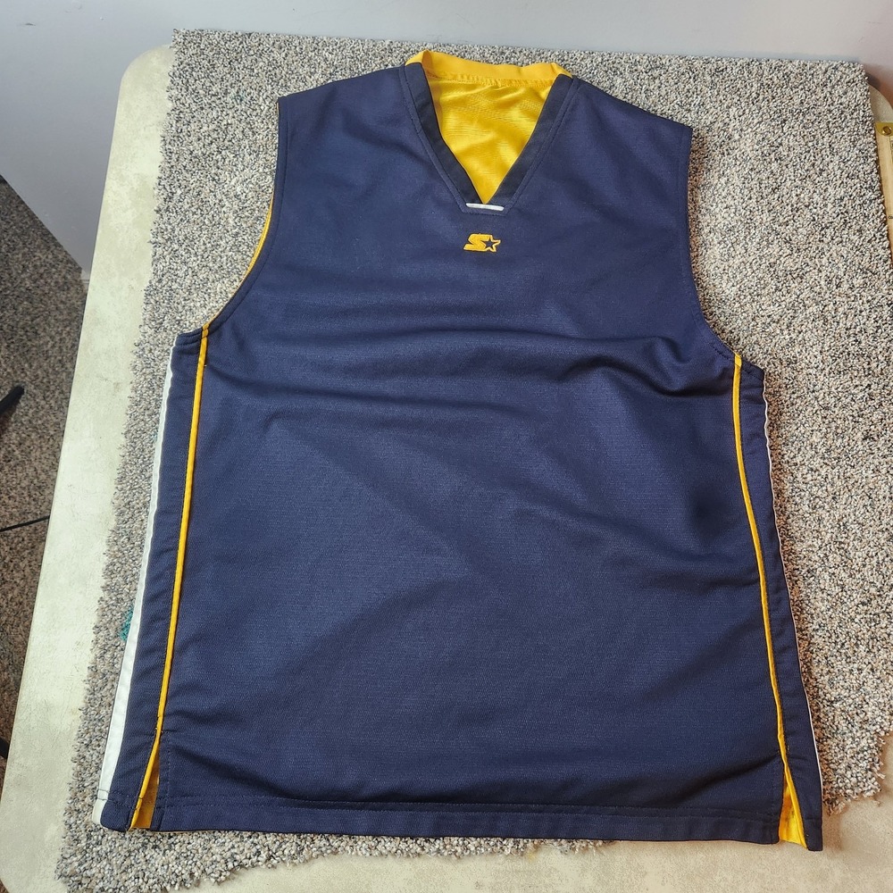 Starter Sleeveless Reversible Shirt Men's Large Blue yellow‎ Vintage satin